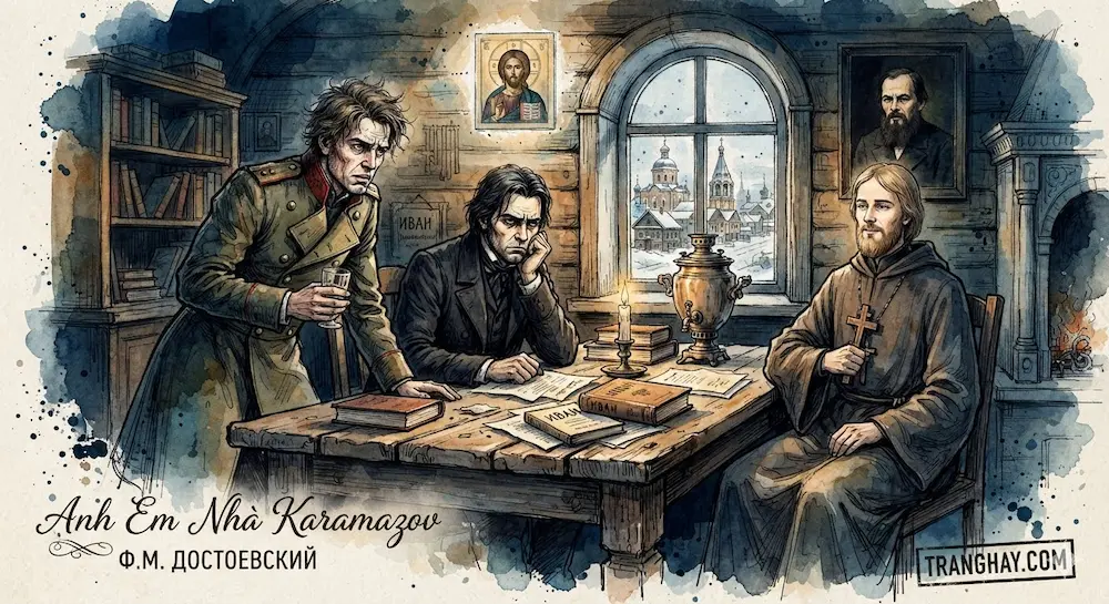 Tranh minh họa màu nước ba anh em nhà Karamazov
