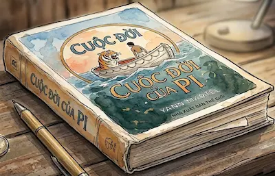 Tranh minh họa màu nước cuon sách Cuộc Đời Của Pi