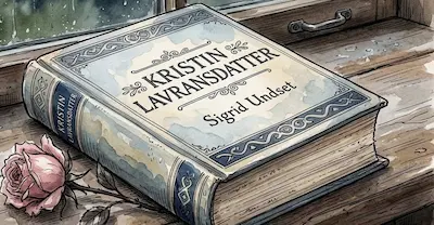 tranh màu nước phối phác thảo mực đen cuốn sách Kristin Lavransdatter