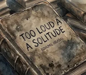 Cuốn tiểu thuyết Too Loud a Solitude đặt trên đống giấy cũ mộc mạc