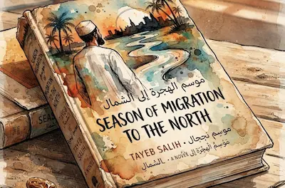 Tranh minh họa màu nước kết hợp phác thảo mực đen cuốn sách Season of Migration to the North