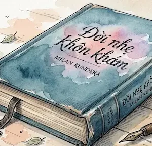 cận cảnh cuốn sách Đời Nhẹ Khôn Kham đã khép lại cùng bút mực trên bàn gỗ