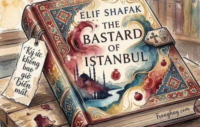 Cận cảnh bìa sách The Bastard of Istanbul khép lại trên mặt bàn gỗ cổ kính, ảnh thumbnail